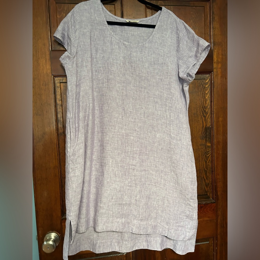 Hi-Low Linen Shift Dress with Pockets - EUC